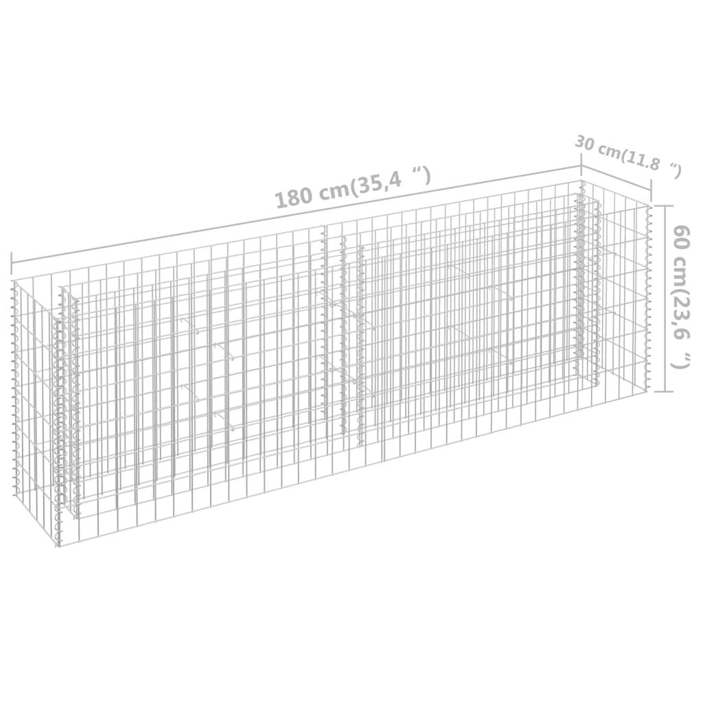 Gabion Raised Bed Galvanised Steel 180x30x60 cm