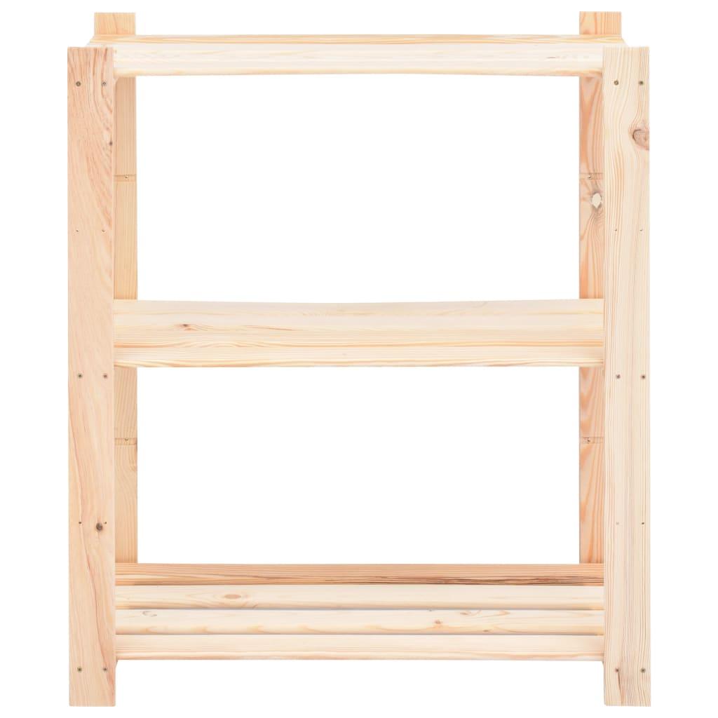 3-Tier Storage Rack 80x38x90 cm Solid Wood Pine 150 kg