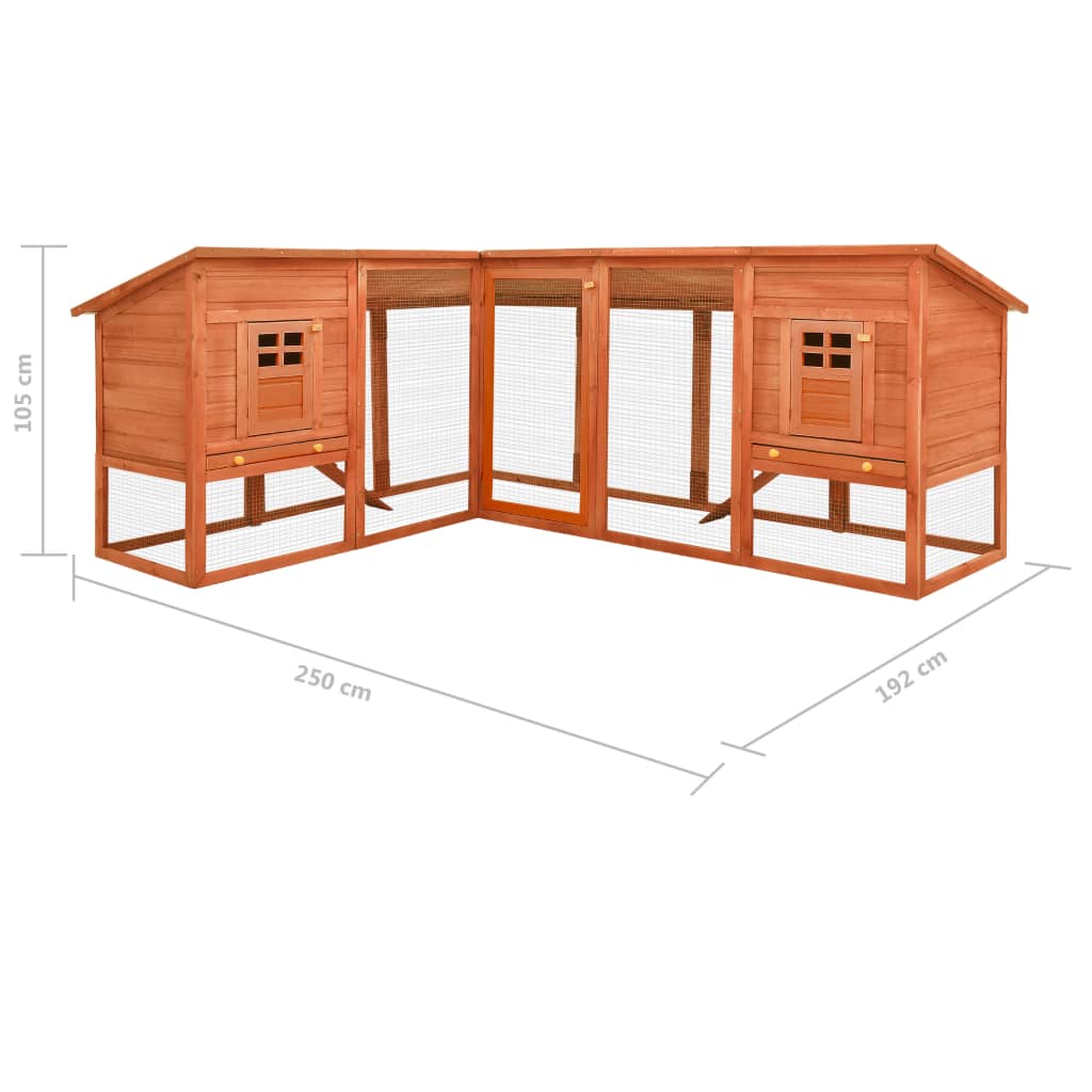 Outdoor Rabbit Hutch with Run Brown Solid Fir Wood