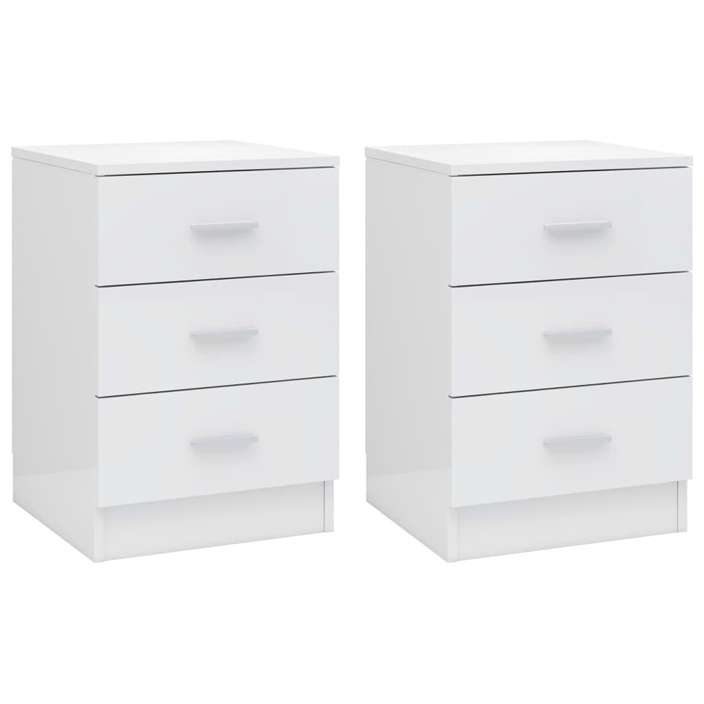 Bedside Cabinets 2 pcs High Gloss White 38x35x56 cm Engineered Wood