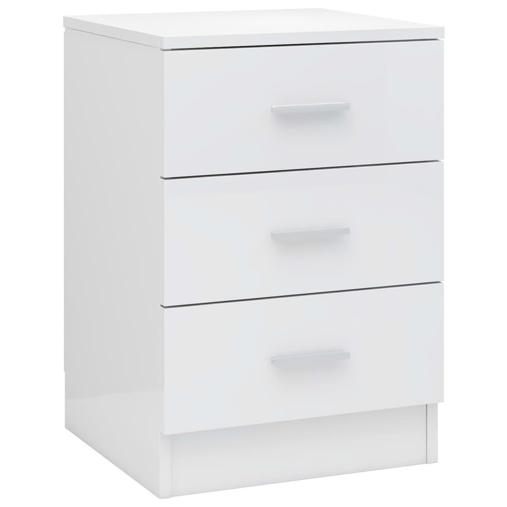 Bedside Cabinets 2 pcs High Gloss White 38x35x56 cm Engineered Wood
