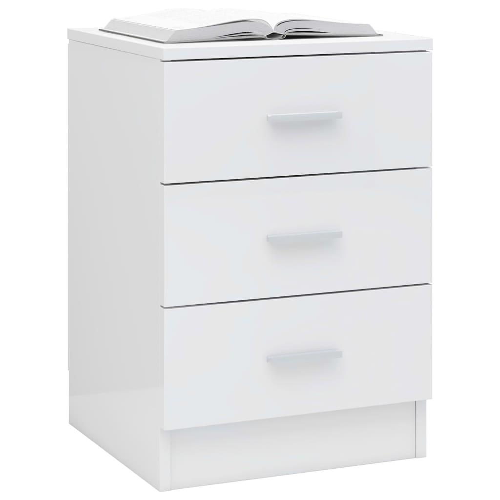 Bedside Cabinets 2 pcs High Gloss White 38x35x56 cm Engineered Wood