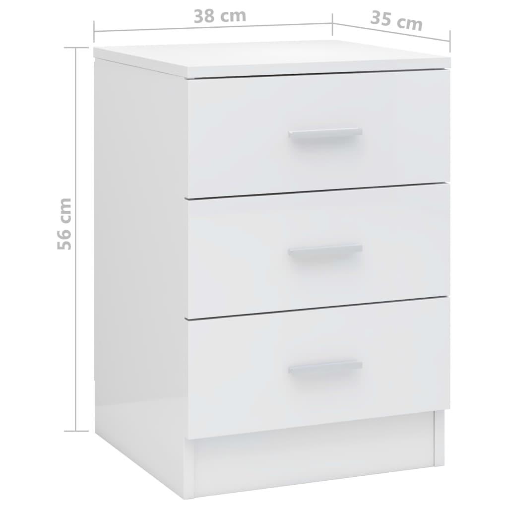 Bedside Cabinets 2 pcs High Gloss White 38x35x56 cm Engineered Wood
