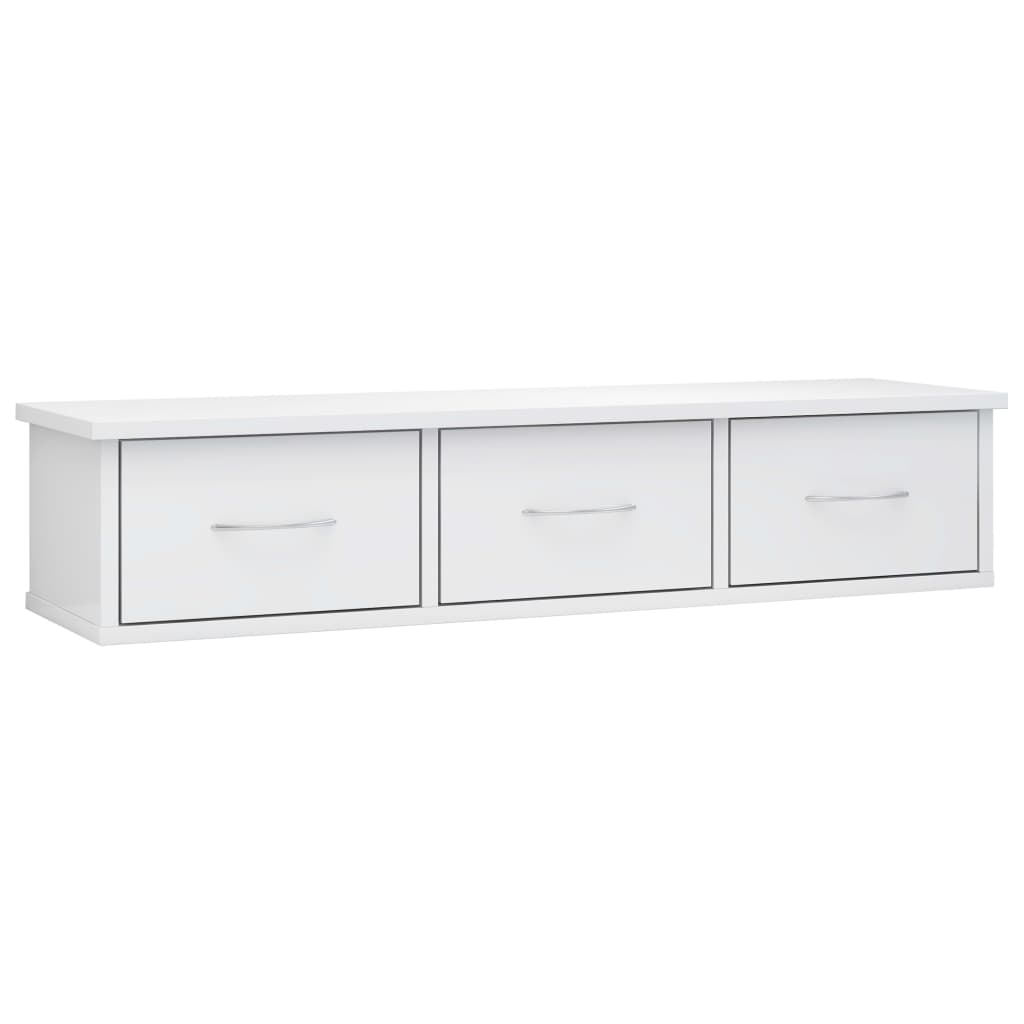 Wall-mounted Drawer Shelf High Gloss White 88x26x18.5 cm Engineered Wood