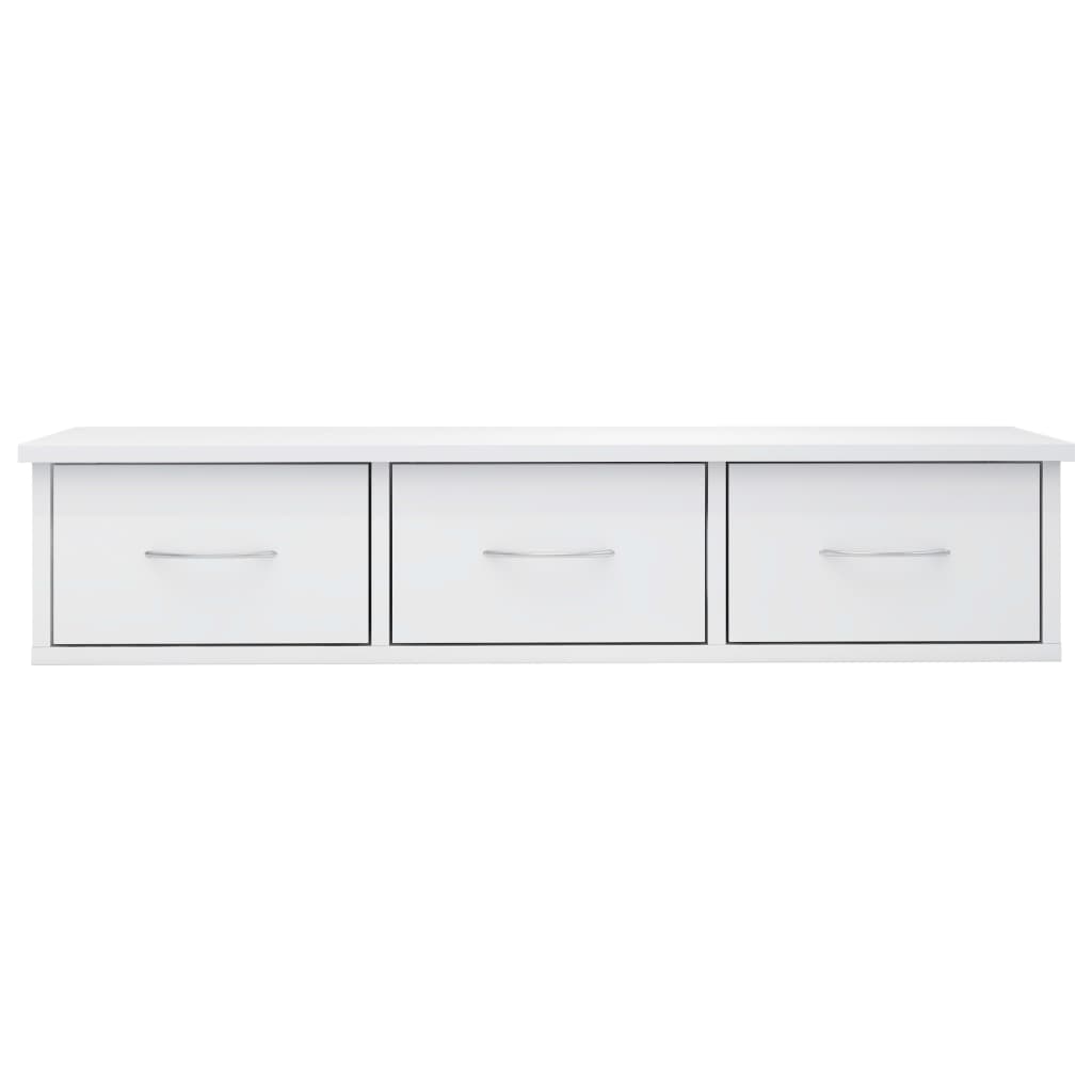 Wall-mounted Drawer Shelf High Gloss White 88x26x18.5 cm Engineered Wood