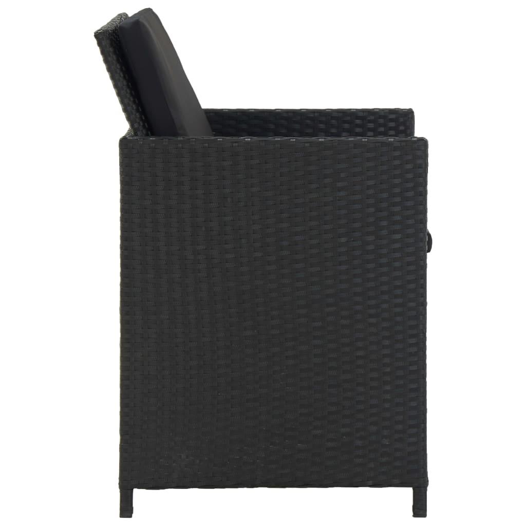 13 Piece Outdoor Dining Set with Cushions Poly Rattan Black