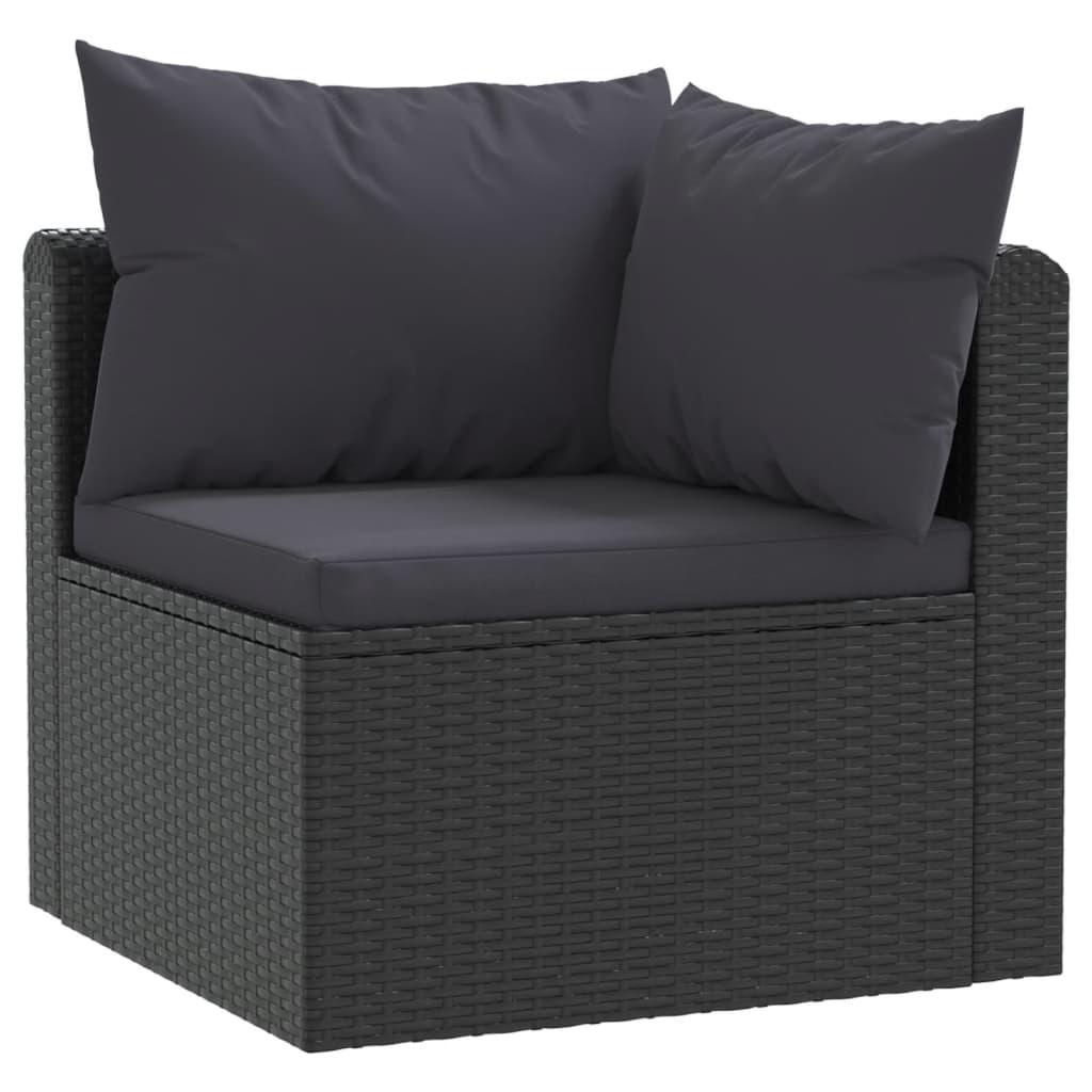 9 Piece Garden Lounge Set with Cushions Poly Rattan Black