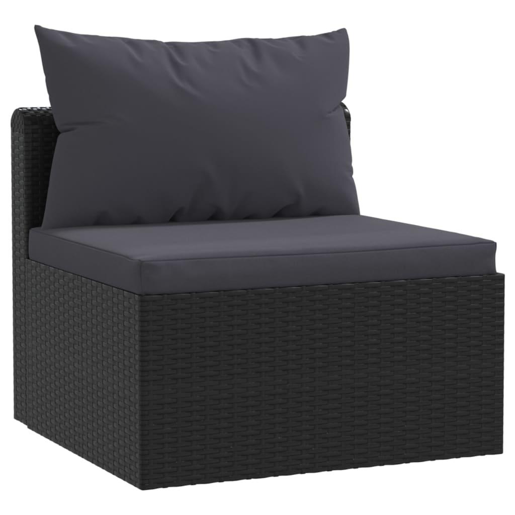 9 Piece Garden Lounge Set with Cushions Poly Rattan Black