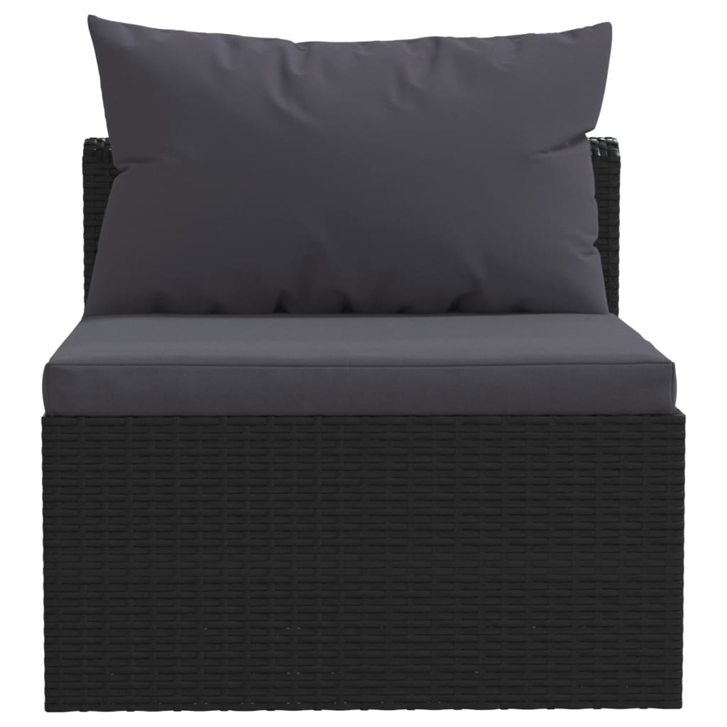 9 Piece Garden Lounge Set with Cushions Poly Rattan Black