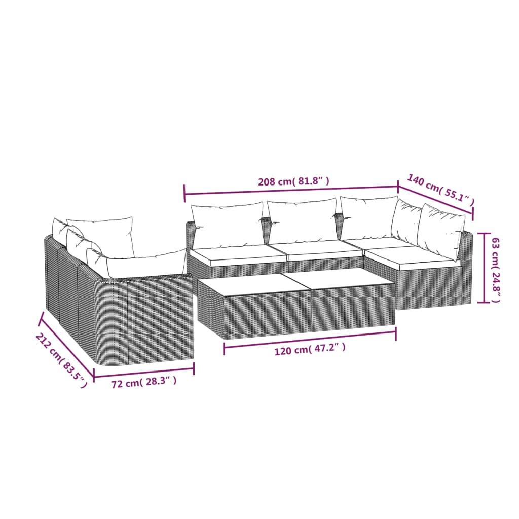 9 Piece Garden Lounge Set with Cushions Poly Rattan Black