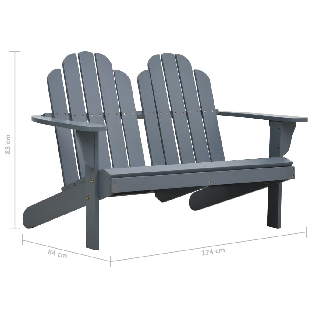Double Adirondack Chair Wood Grey