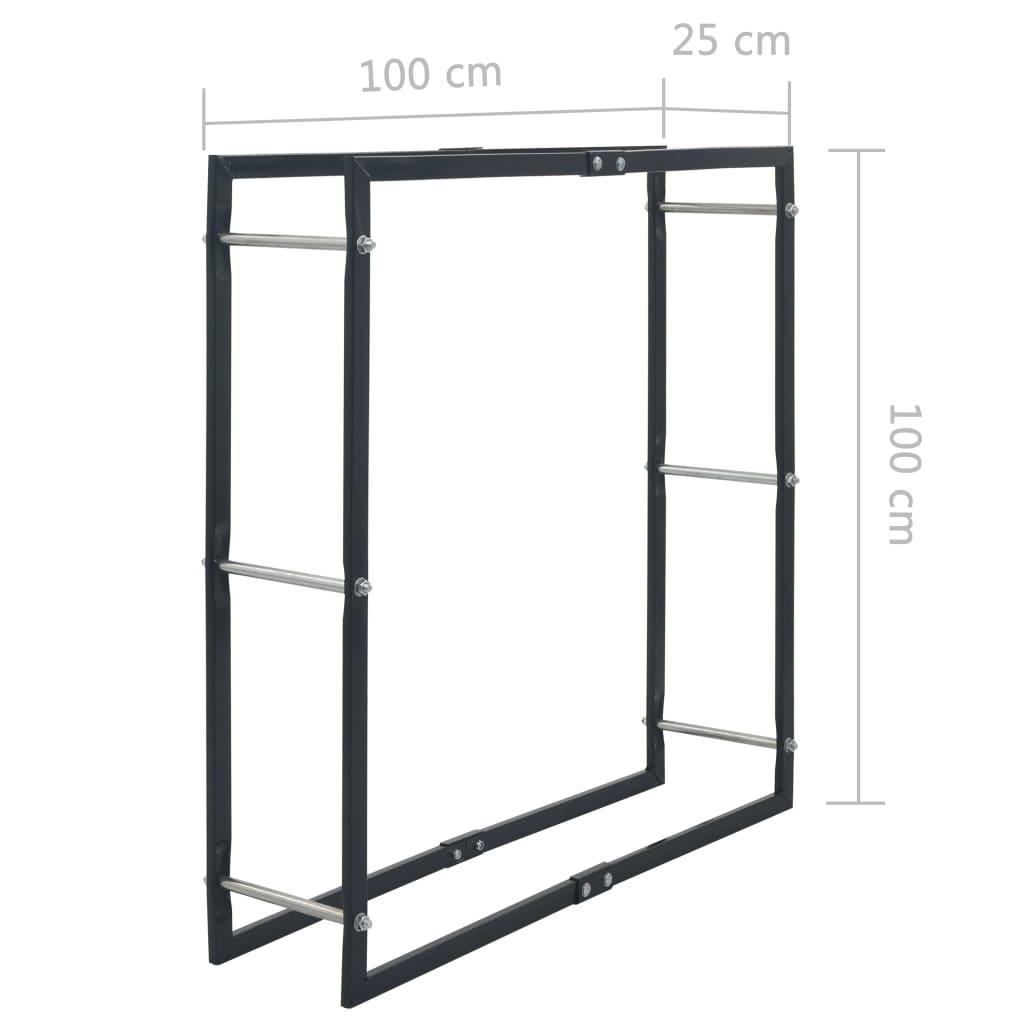 Firewood Rack Black 100x25x100 cm Steel