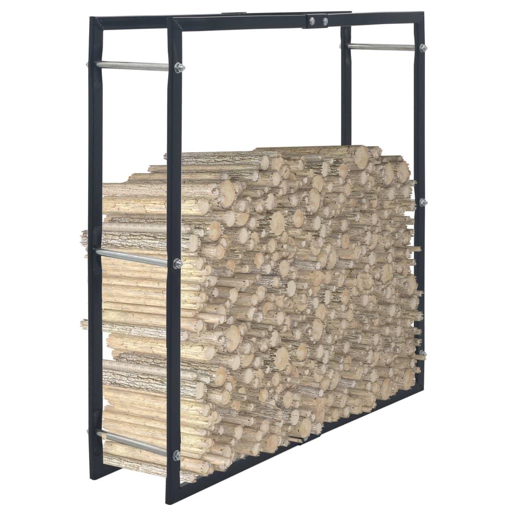 Firewood Rack Black 100x25x100 cm Steel