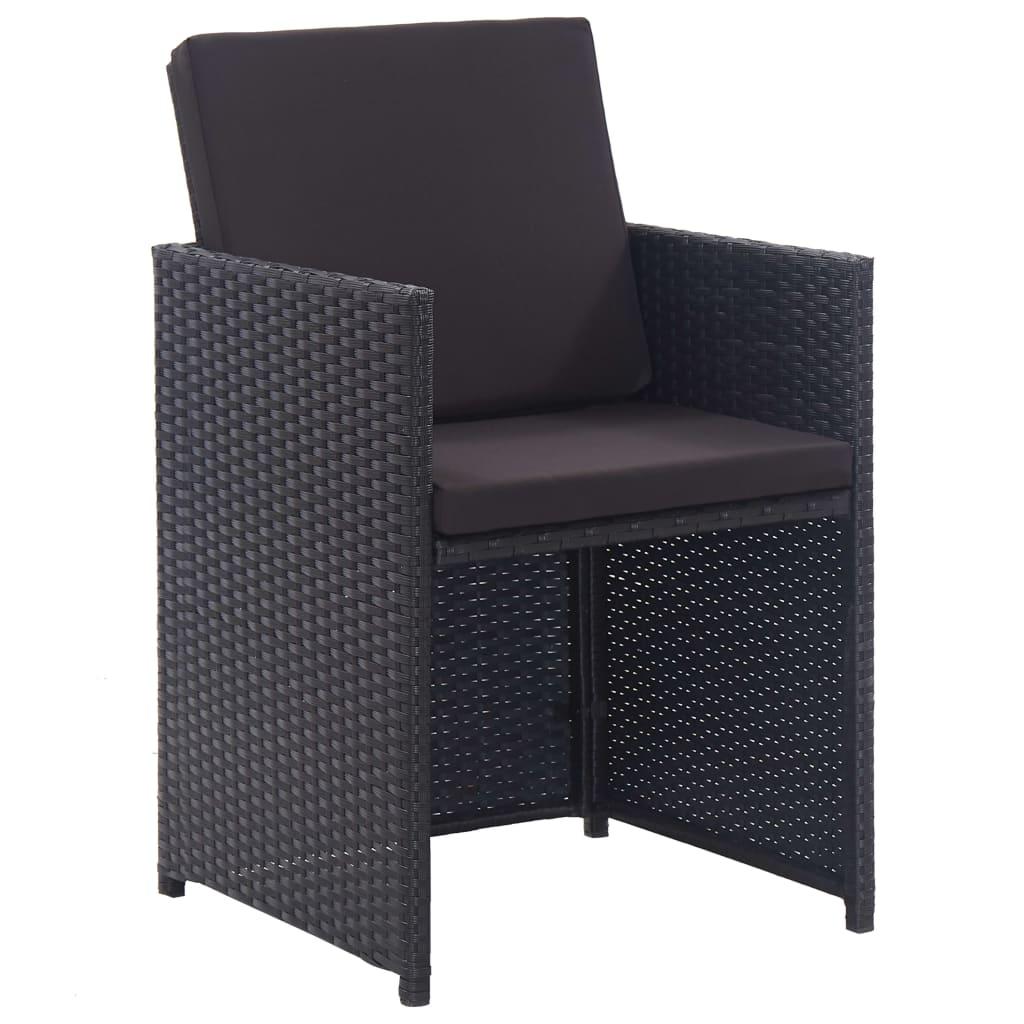 13 Piece Outdoor Dining Set with Cushions Poly Rattan Black