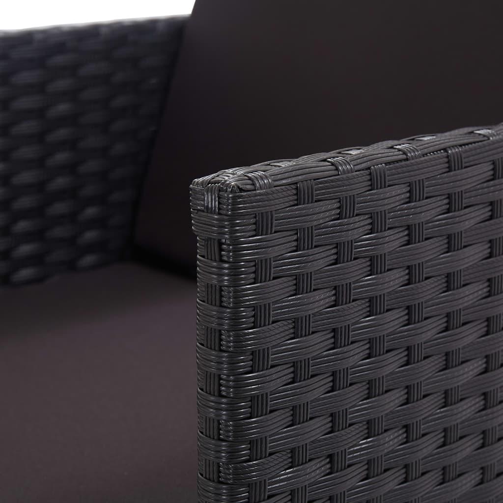 13 Piece Outdoor Dining Set with Cushions Poly Rattan Black
