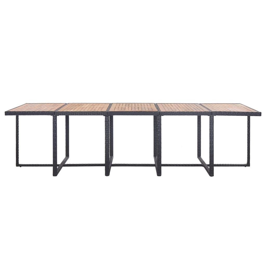 15 Piece Outdoor Dining Set with Cushions Poly Rattan Black