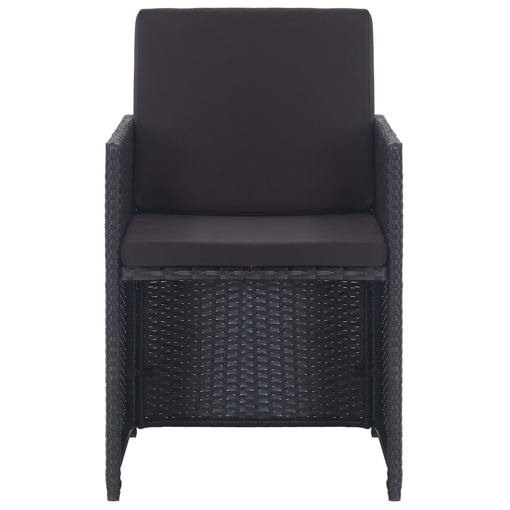 17 Piece Outdoor Dining Set with Cushions Poly Rattan Black