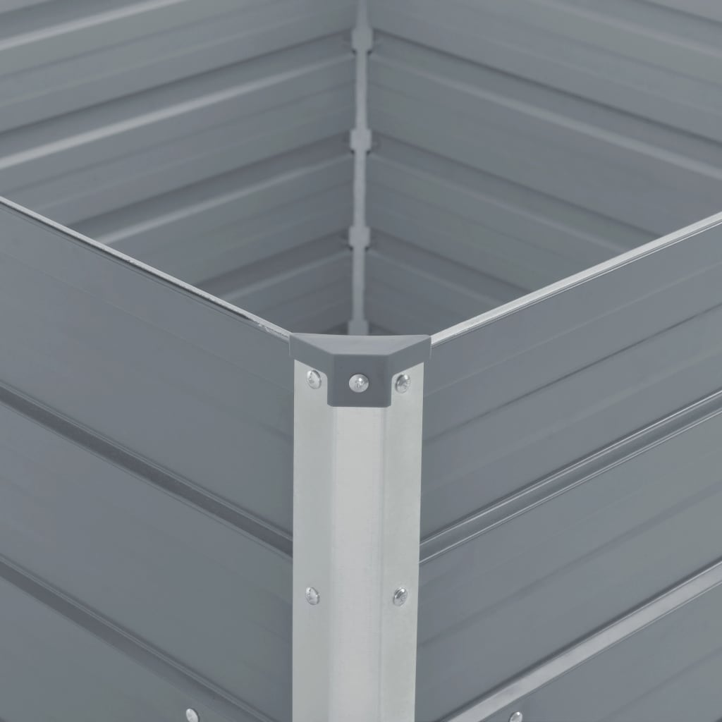 Raised Garden Bed 100x100x45 cm Galvanised Steel Grey