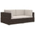 Sectional Corner Chairs 2 pcs with Cushions Poly Rattan Brown