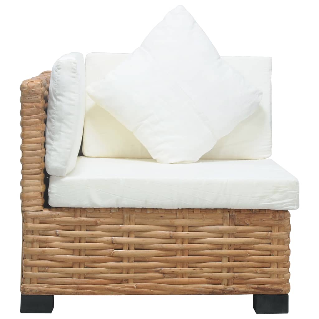 Corner Sofa with Cushions Natural Rattan