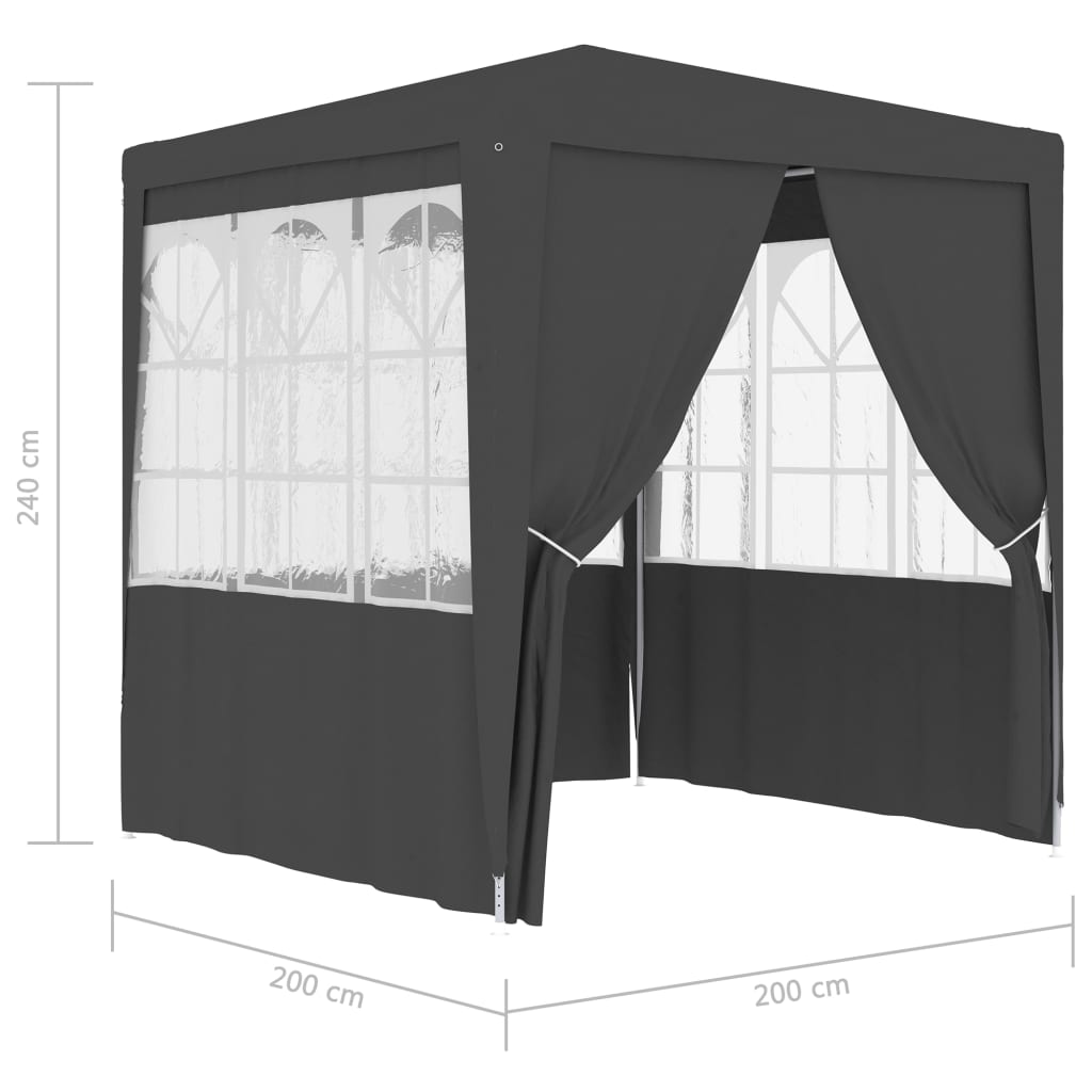 Professional Party Tent with Side Walls 2x2 m Anthracite 90 g/mï¿½