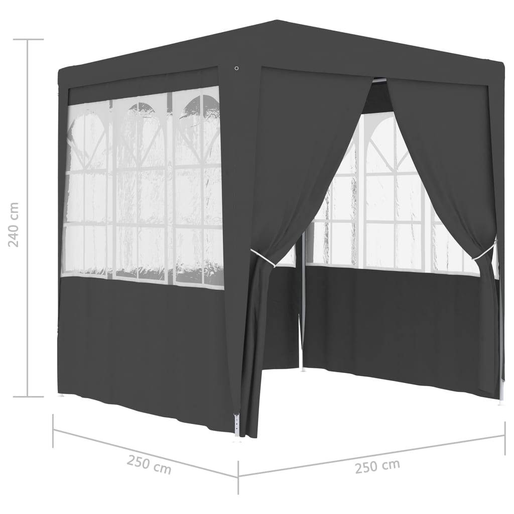 Professional Party Tent with Side Walls 2.5x2.5 m Anthracite 90 g/mï¿½
