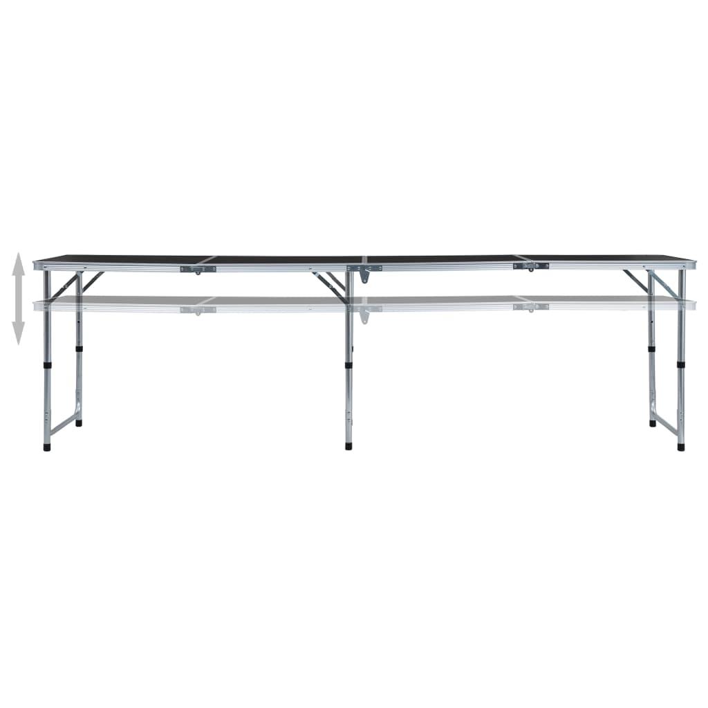 Foldable Camping Table Grey Aluminium 240x60 cm