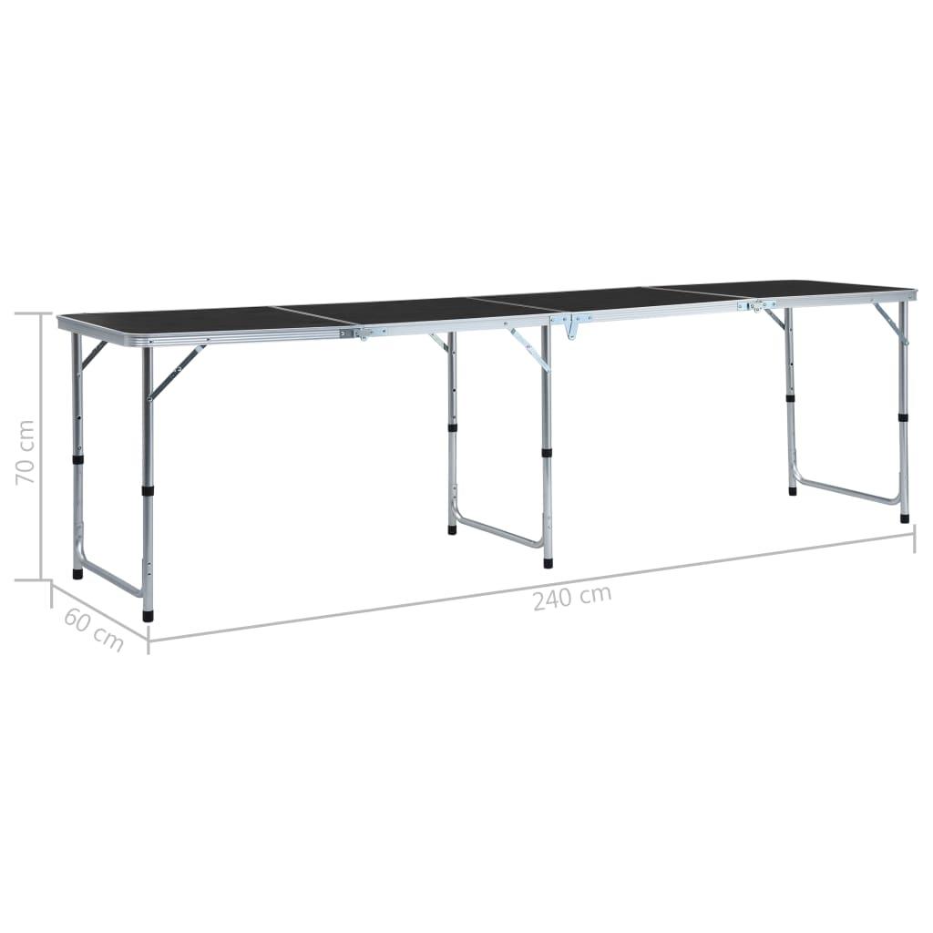 Foldable Camping Table Grey Aluminium 240x60 cm
