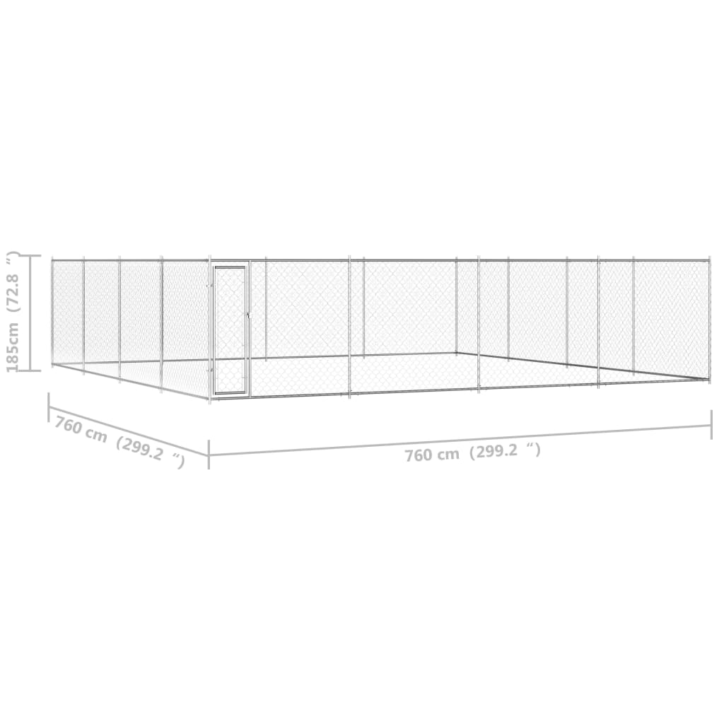 Outdoor Dog Kennel Galvanised Steel 760x760x185 cm
