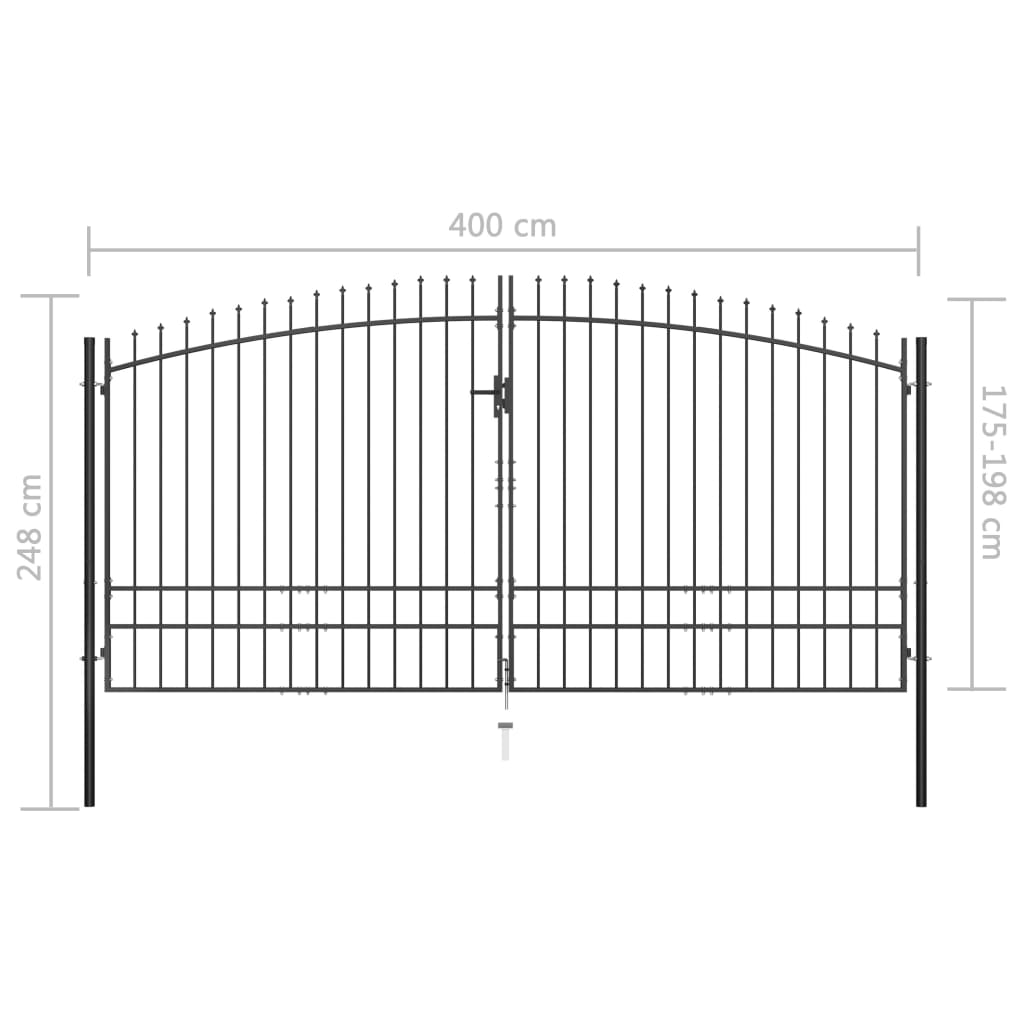 Double Door Fence Gate with Spear Top 400x248 cm