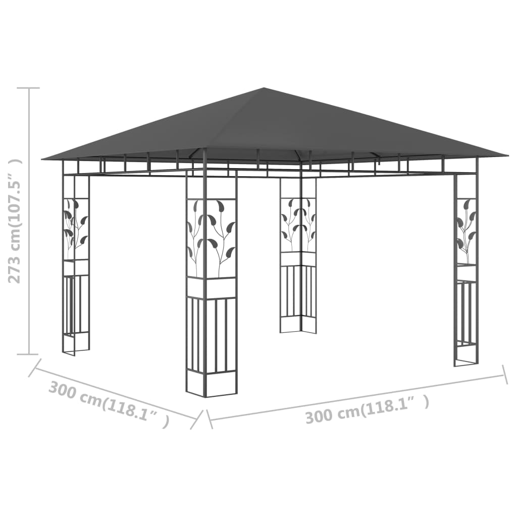 Gazebo with Mosquito Net 3x3x2.73 m Anthracite 180 g/mï¿½