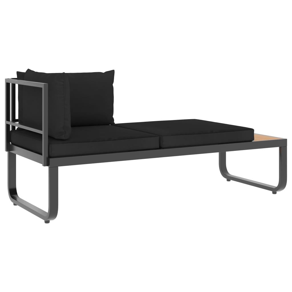 4 Piece Garden Corner Sofa Set with Cushions Aluminium and WPC