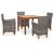 5 Piece Dining Set Poly Rattan and Solid Acacia Wood Grey