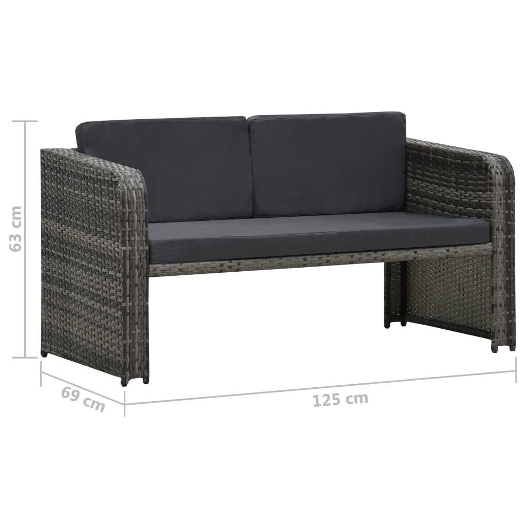 4 Piece Garden Lounge Set with Cushions Poly Rattan Anthracite