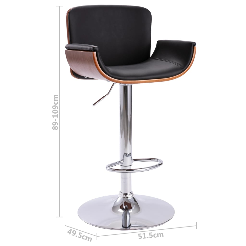 Bar Stool Black Faux Leather