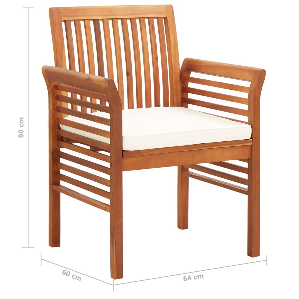 5 Piece Outdoor Dining Set with Cushions Solid Wood Acacia