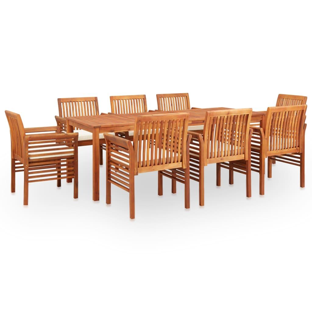 9 Piece Outdoor Dining Set with Cushions Solid Wood Acacia