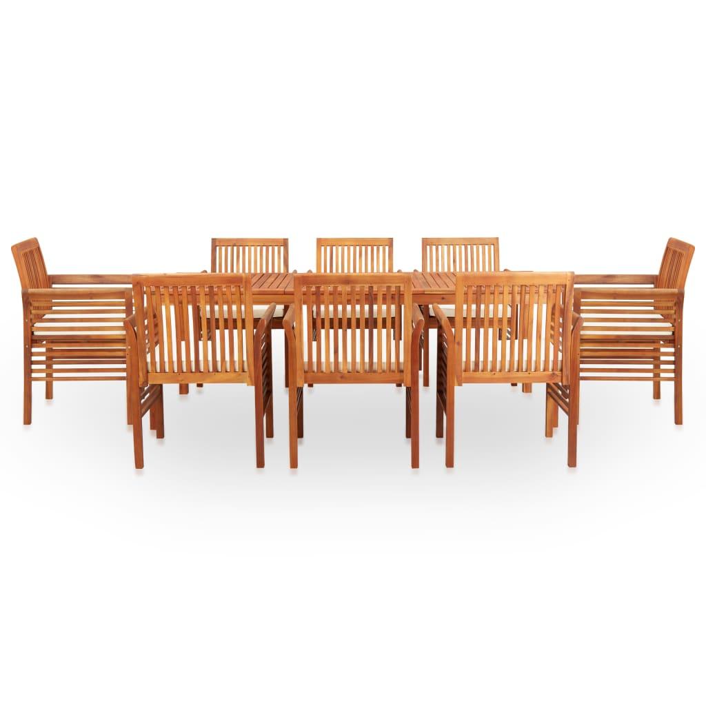 9 Piece Outdoor Dining Set with Cushions Solid Wood Acacia