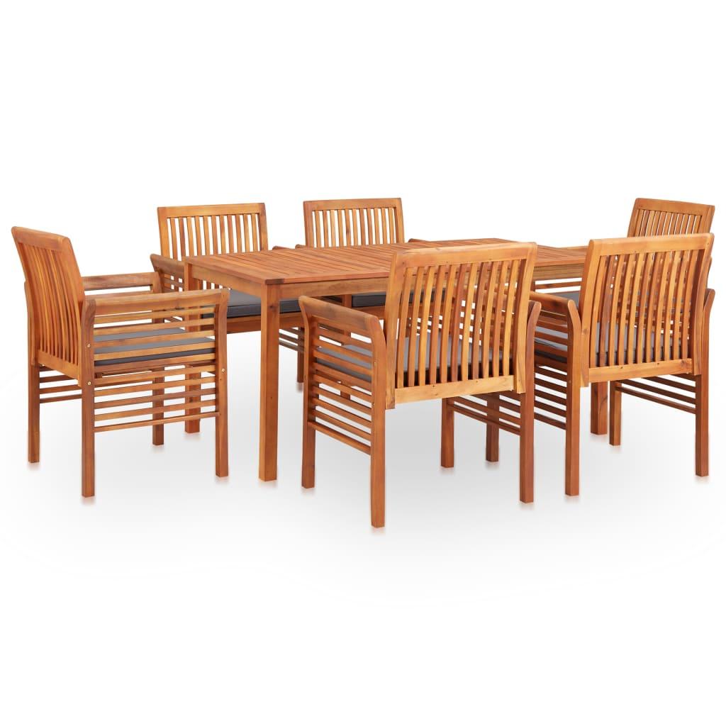 7 Piece Outdoor Dining Set with Cushions Solid Wood Acacia