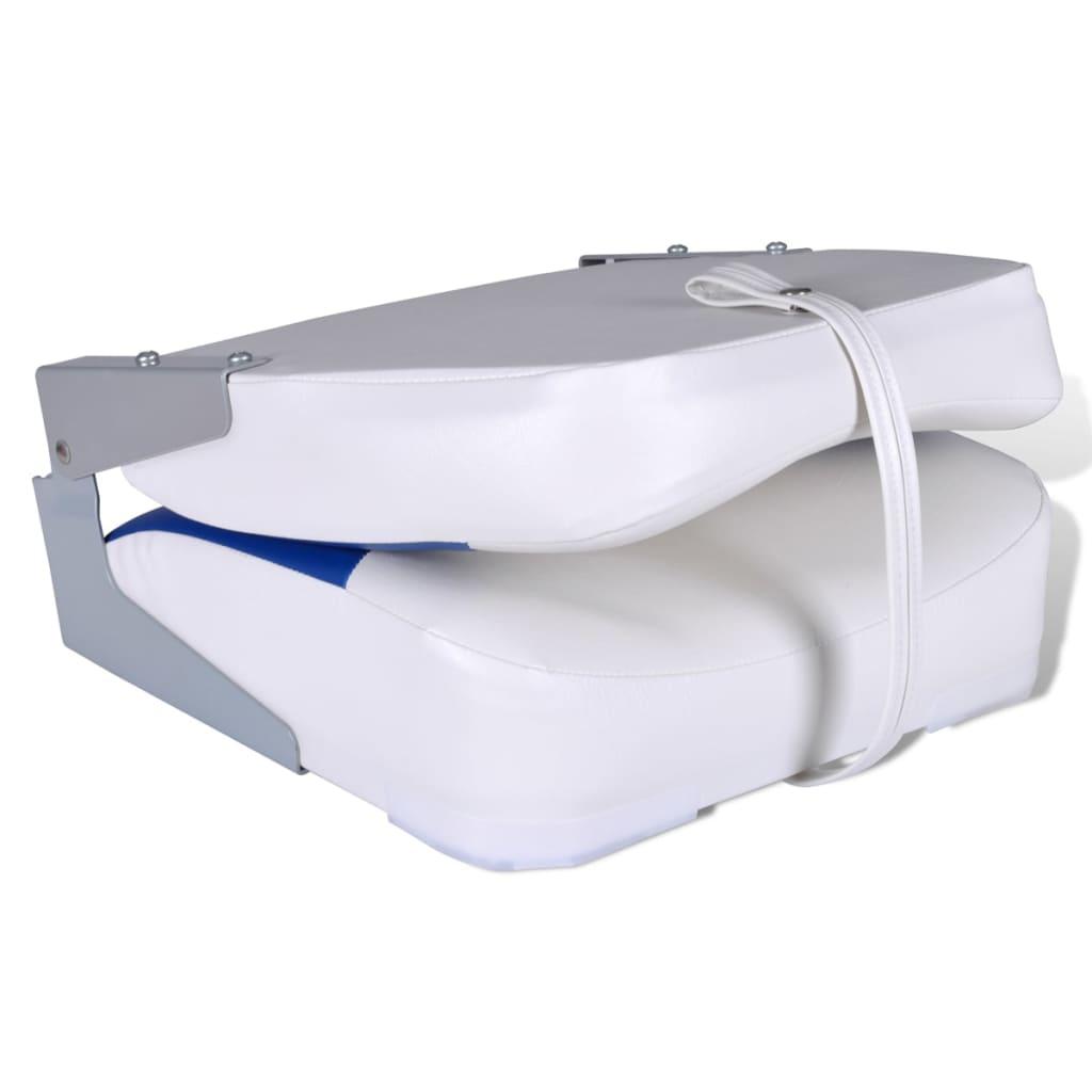 Boat Seats 2 pcs Foldable Backrest With Blue-white Pillow 41x36x48 cm