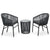 3 Piece Bistro Set with Cushions PE Rattan Grey