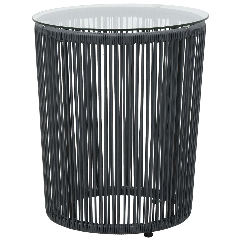 3 Piece Bistro Set with Cushions PE Rattan Grey