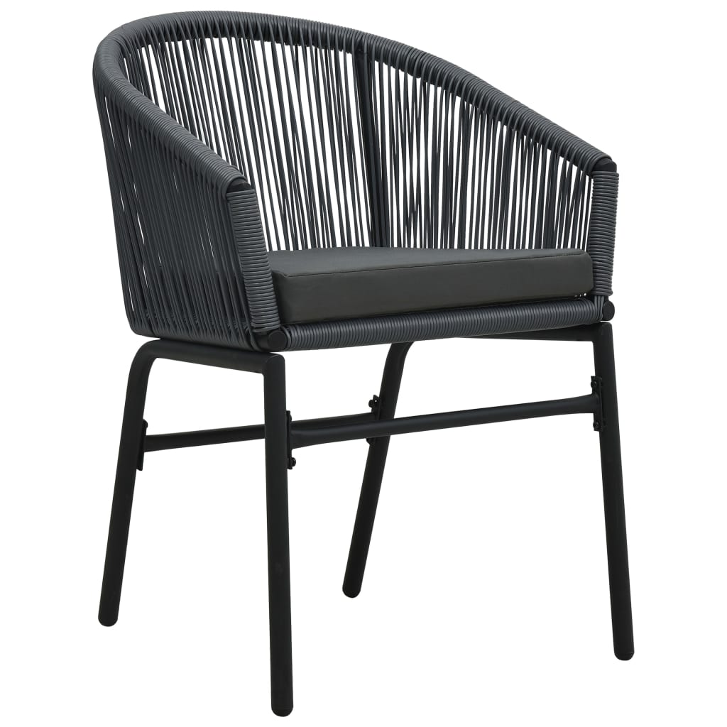 3 Piece Bistro Set with Cushions PE Rattan Grey