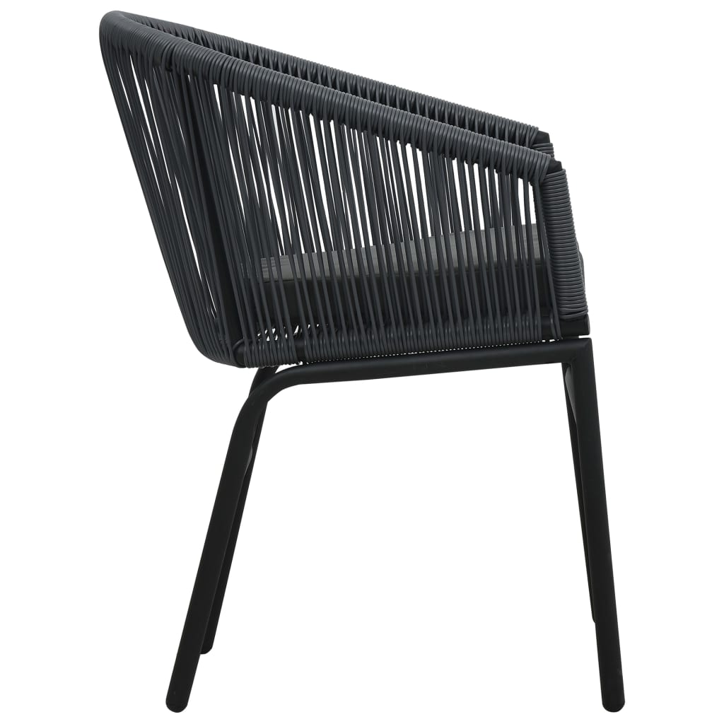 3 Piece Bistro Set with Cushions PE Rattan Grey