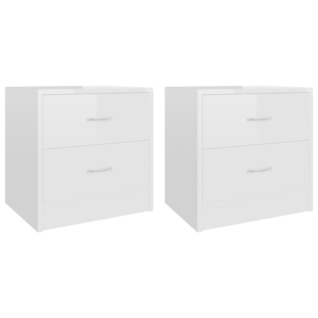 Bedside Cabinets 2 pcs High Gloss White 40x30x40 cm Engineered Wood