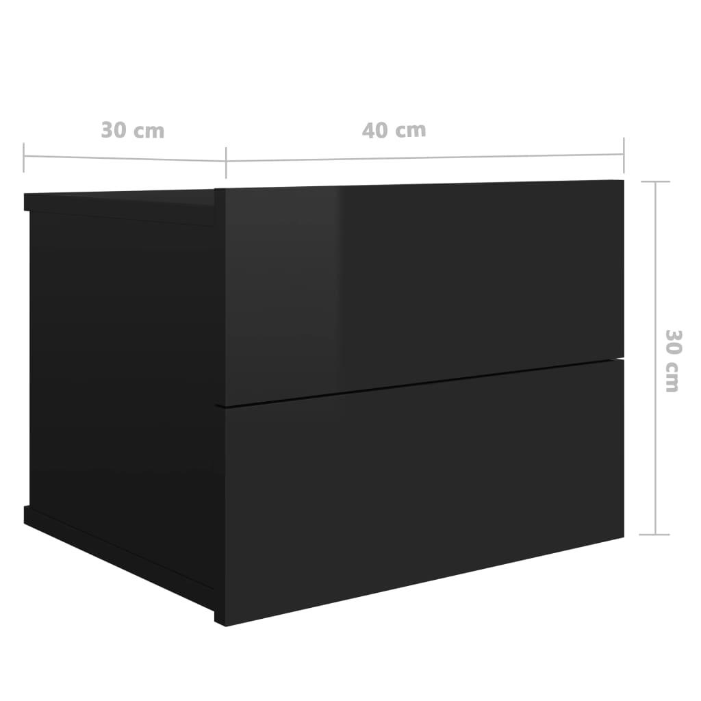Bedside Cabinet High Gloss Black 40x30x30 cm Engineered Wood