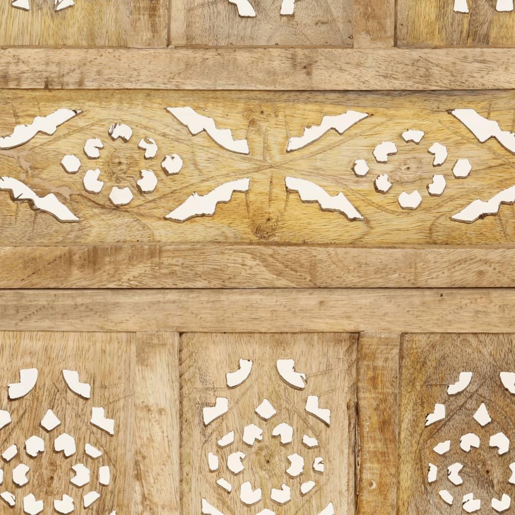 Hand Carved 4-Panel Room Divider 160x165 cm Solid Mango Wood
