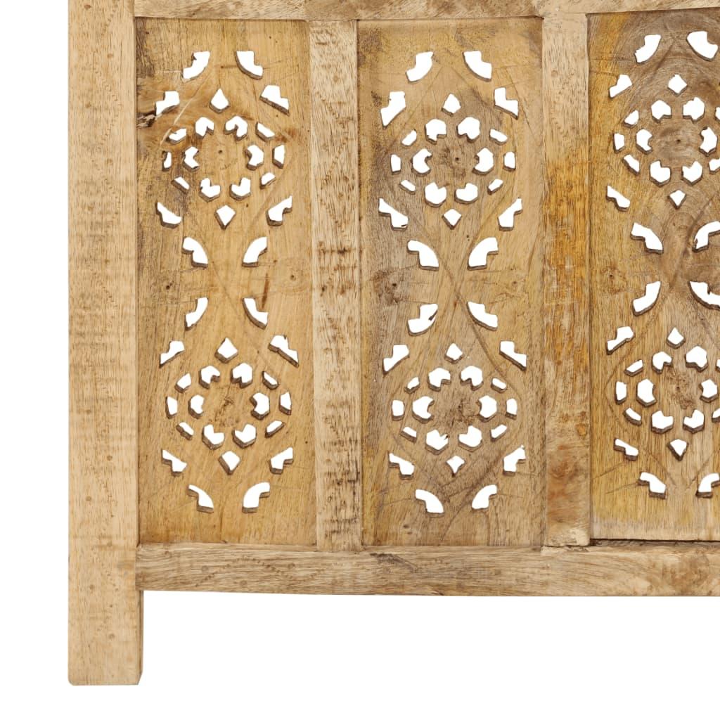 Hand Carved 4-Panel Room Divider 160x165 cm Solid Mango Wood