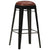 Bar Stools 4 pcs Black Real Leather
