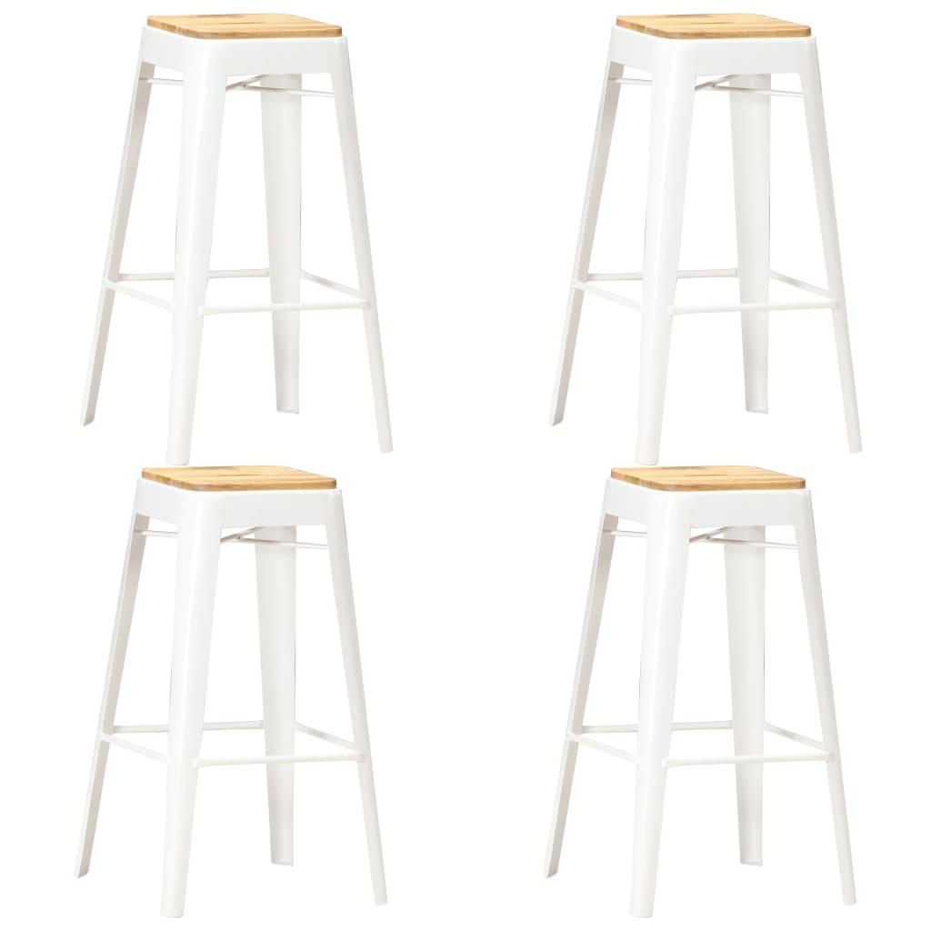 Bar Stools 4 pcs White Solid Mango Wood